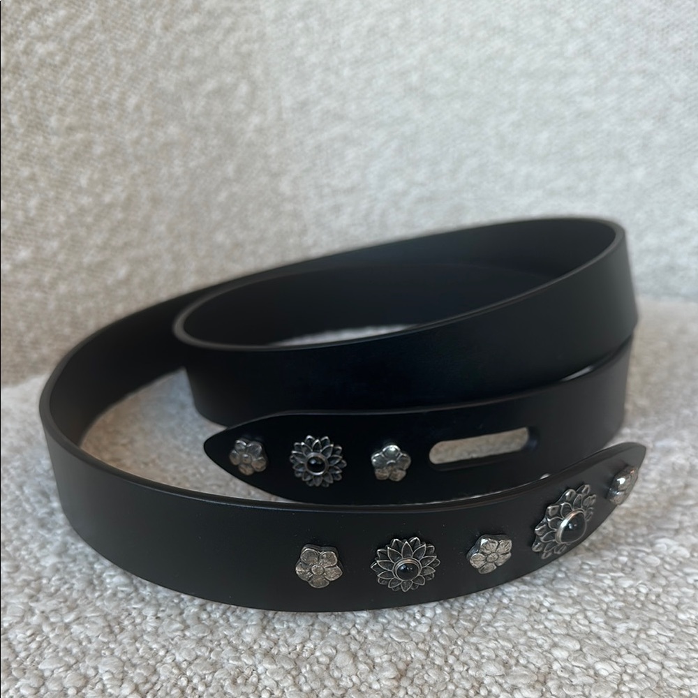Isabel Marant Black Lecce Belt with Silver Accents